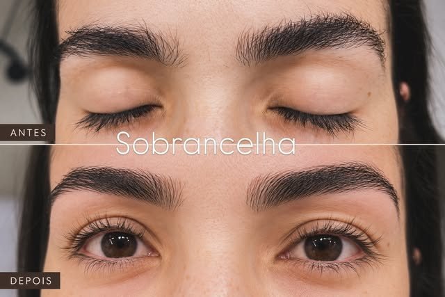 Antes e depois de design de sobrancelha